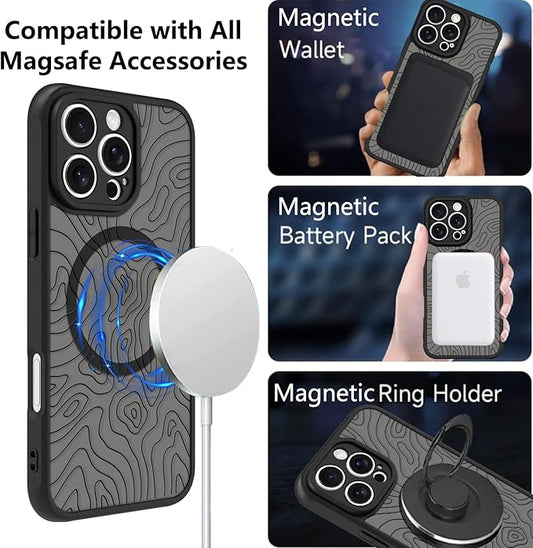 KANGHAR Case Compatible with iPhone 16 Pro Curly Line Pattern [Compatible with Magsafe] Cute Spiral Ripples Protective Magnetic Case for Girls Women Men 6.3"
