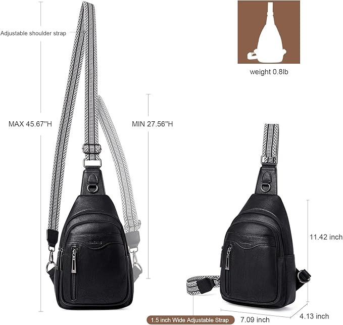 Womens Sling Bag Crossbody Bags for Women Vegan Leather Sling Backpack Daypack Fanny Pack Crossbody Purse Travel