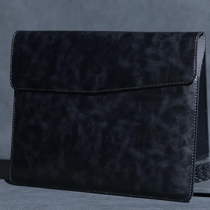 Leather Laptop Sleeve Compatible with MacBook Pro 16 Inch M4 M3 M2 M1 Pro/Max＆MacBook Air 15 Inch M4 M3 M2, Genuine Leather Protective Case Cover,Black