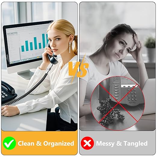 Uvital Telephone Cord Detangler, Anti-Tangle Telephone Handset Cable 360 Degree Rotating Landline Swivel Cord Untangler Black (2 Pack)