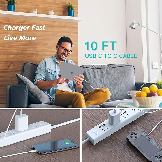 iPad Fast Charger, 20W Fast Charging Block with 10FT [Apple MFi Certified] iPhone 16 15 Charging Cable Compatible with iPhone 16/16Plus/15, iPad 10th/Air 5/4th/Mini 6th/Pro 12.9/11 inch 2022/2021/2020