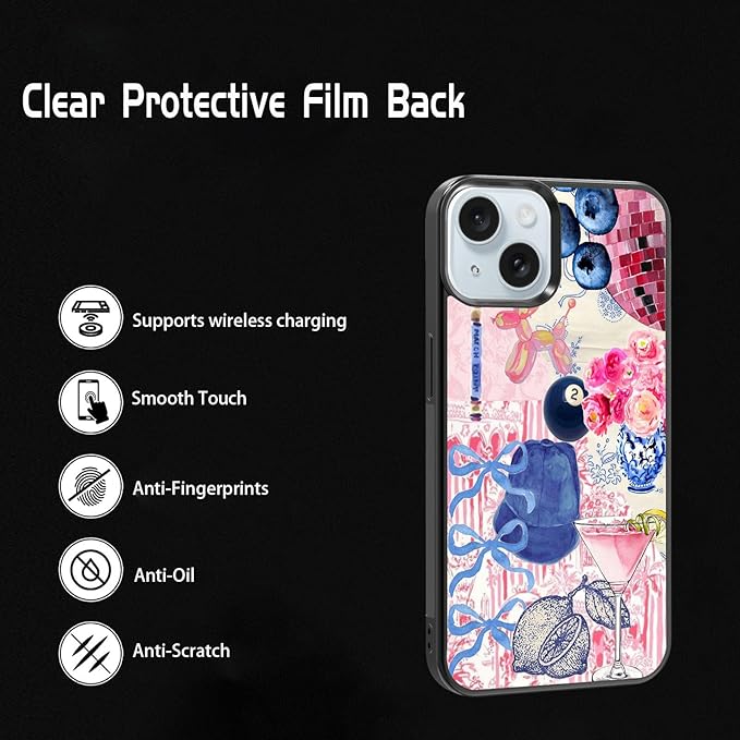 Aesthetic Collage Shockproof Protective Trendy Preppy Phone Case for iPhone 15 Cute Flower Bow Cover