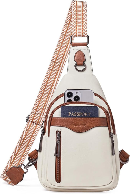 Womens Sling Bag Crossbody Bags for Women Vegan Leather Sling Backpack Daypack Fanny Pack Crossbody Purse Travel