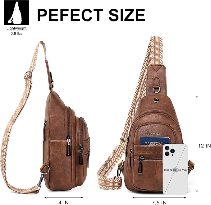 Sling Bag for Women Crossbody Purse Leather Crossbody Bag Fanny Pack Chest Pack for Travel Everyday Vacation