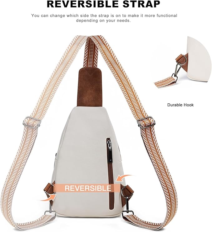 Sling Bag for Women Crossbody Purse Leather Crossbody Bag Fanny Pack Chest Pack for Travel Everyday Vacation