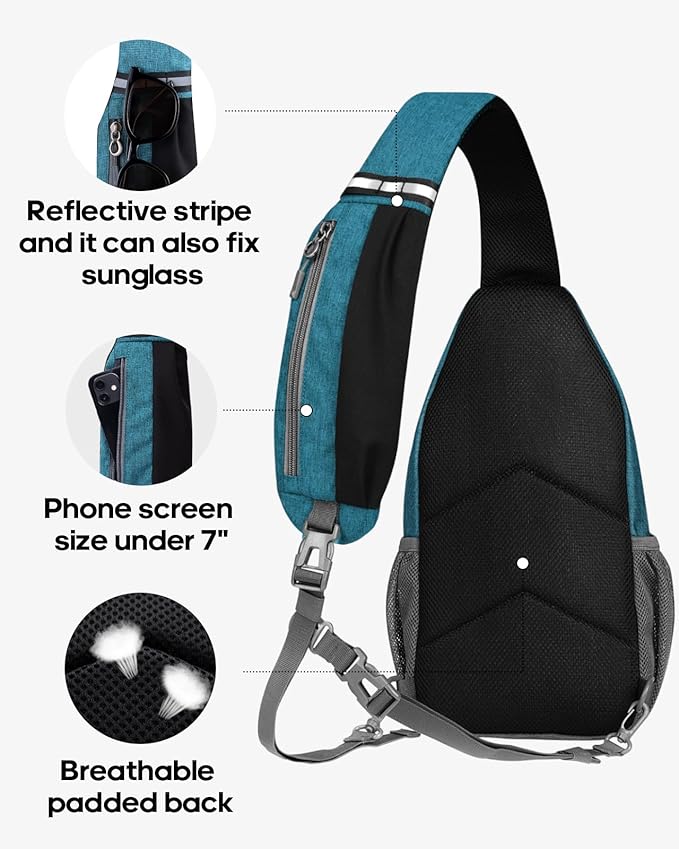 WATERFLY Small Hiking Sling Bag: Crossbody Sling Backpack Chest Bag Daypack for Men Women with Skin-Friendly Shoulder Strap