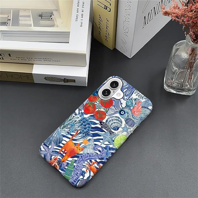 Case for iPhone 16 Plus,Leopard Cherry Shell Aesthetics for Woman Men Full Body Protective Cover Shockproof 2 in 1 Silicone + Hard PC Case for iPhone 16 Plus