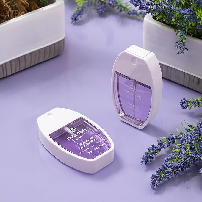 PAMMI Hand Sanitizer Spray Travel Size - Mini Scented Hand Sanitizer Spray Quicky Dry, Pocket Scented Hand Saniztier - 600-Sprays (2 Pack (Rose, Lavender))