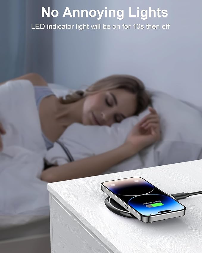 Fast Wireless Charger, NANAMI 7.5W Charging Pad Compatible iPhone 16/16 Plus/16 Pro/16 Pro Max/15/14/13/12, 10W Qi Charger for Samsung Galaxy S25/S25 Ultra/S24/S24 Ultra//S23/S22/S21 & 5W AirPods 2