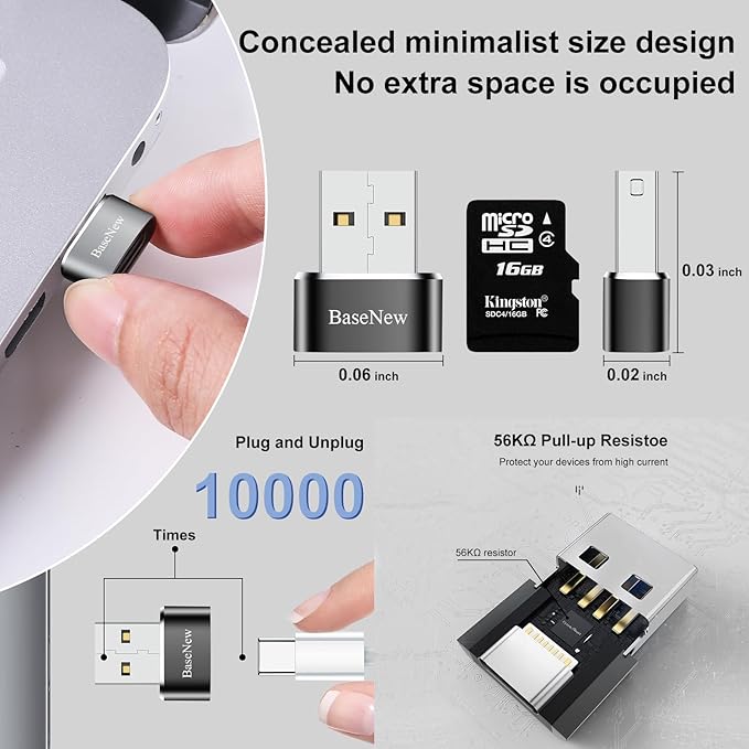 USB to USB C Adapter 10 Pack,USB A to USB C Adapter,USBC Female to USBA Male,C Charging Cable Converter for iPhone 15/14/13,MacBook Pro,Laptop,Black+Grey