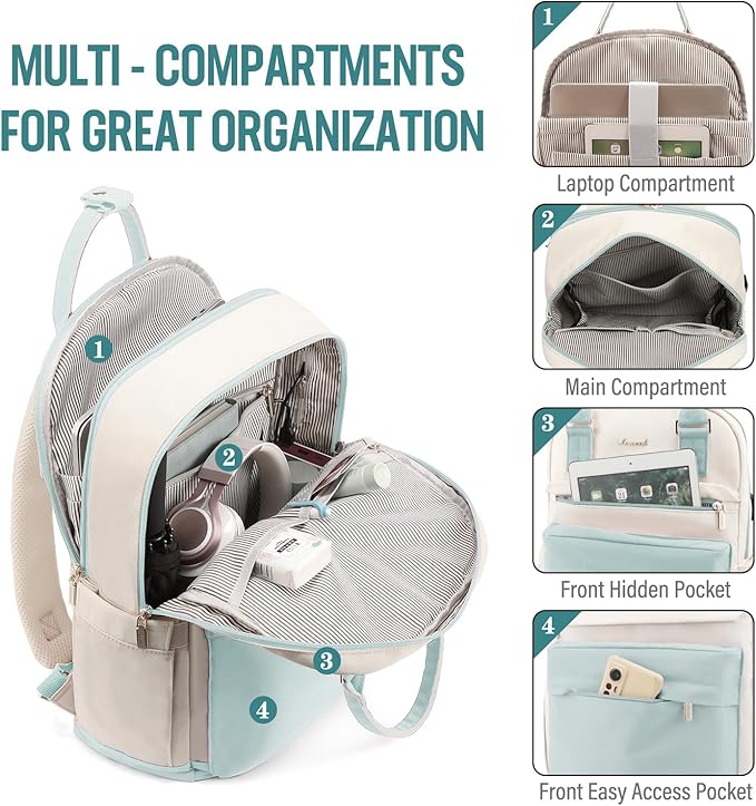 LOVEVOOK Laptop Backpack for Women 15.6 Inch Laptop Bag with USB Port, Fashion Waterproof Backpacks Teacher Nurse Stylish Travel Bags Vintage Daypacks for College Work