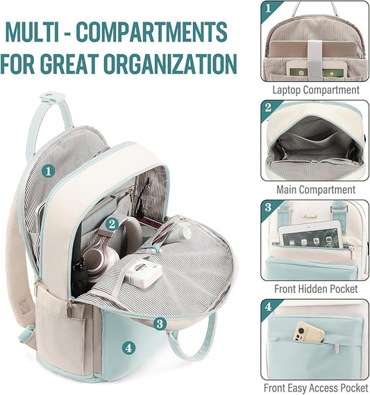 LOVEVOOK Laptop Backpack for Women 15.6 Inch Laptop Bag with USB Port, Fashion Waterproof Backpacks Teacher Nurse Stylish Travel Bags Vintage Daypacks for College Work