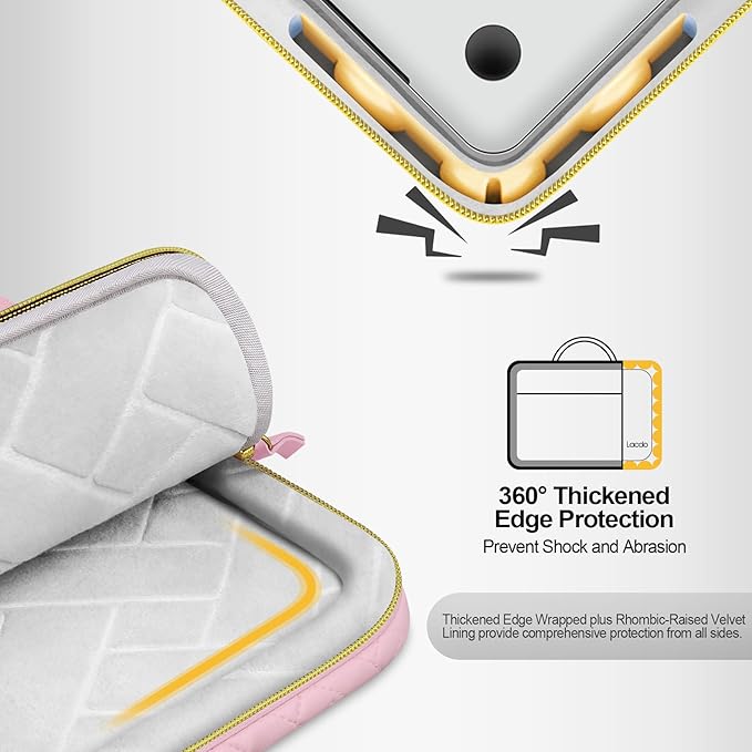 Lacdo 360° Protective 16 Inch Laptop Sleeve Case for 16 Inch HP Lenovo ASUS Acer Dell Laptop/HP Pavilion Envy/Lenovo ThinkPad IdeaPad/Acer Swift/ASUS Vivobook/Dell Computer Bag, Sakura Pink