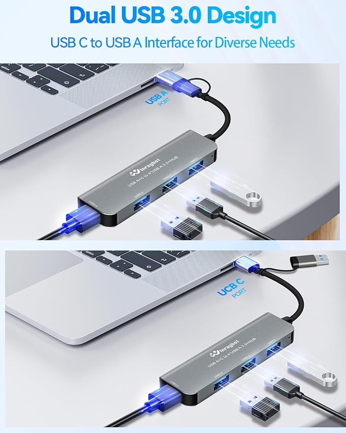USB hub Splitter USB Splitter for Laptop,USBA 3.0 1to4,USBA/C 3.0 Splitter usbc hub for Laptop,usb3.0 Port Expander usbc Adapter to usb3.0,USB Expander,USB c hub Plug and Play
