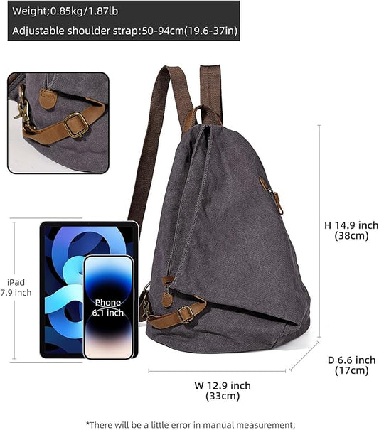 KL928 Canvas Vintage Backpack – Large Casual Daypack Outdoor Travel Rucksack Hiking Backpacks for Men Women