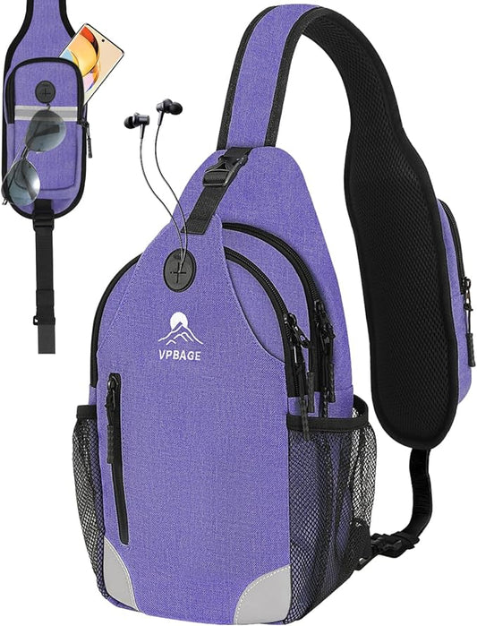 Sling Bag for Women, Crossbody Bag for Men, Cross Body Hiking Backpack, Travel Daypack, Chest Pack with Chest Phone Holder