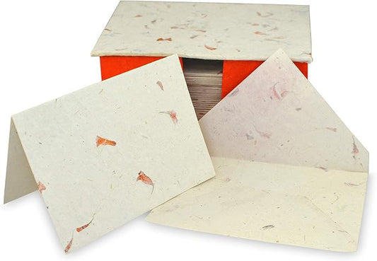 Kathmandu Valley Co. Nepali Cherish Greeting Card & Envelope Deluxe Box Set with Handmade Lokta Paper from Nepal, 25 Cards (Marigold)
