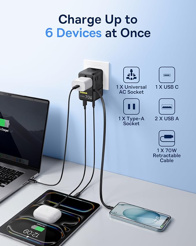 Baseus Power Bank Picogo 10000mAh 45W Universal Travel Adapter 70W