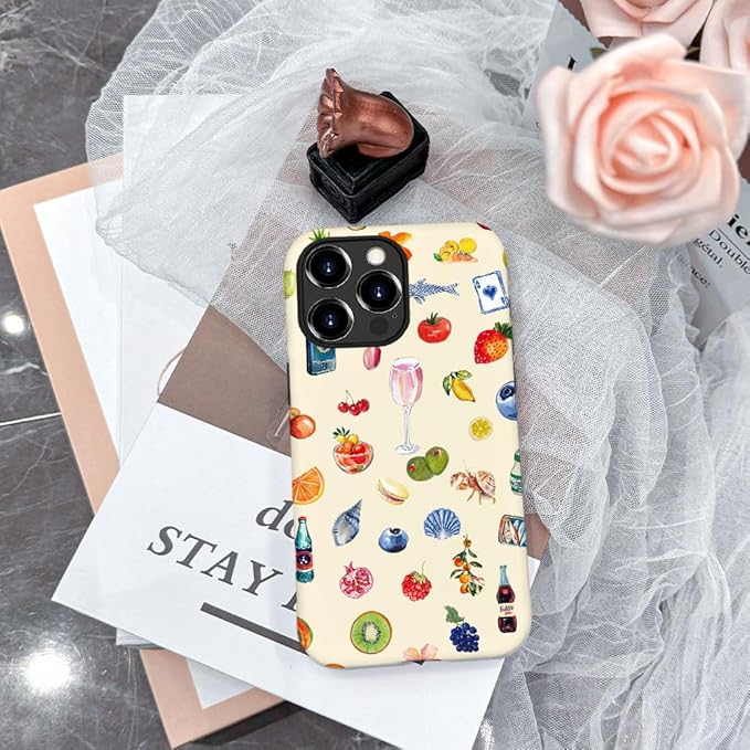 DAIZAG Case Compatible with iPhone 14 Pro,Fit Shockproof Cover for Women Girls,Fruit Flower Seashell Aesthetic