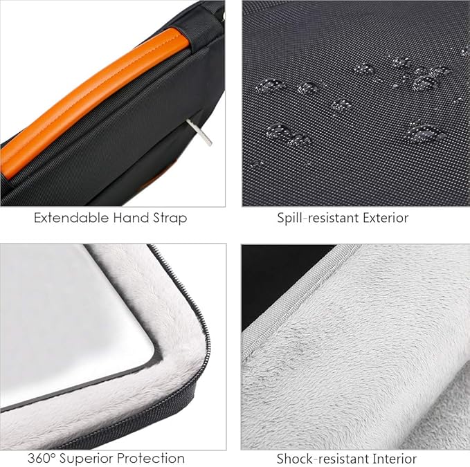 Lacdo 360° Protective Laptop Sleeve Case for 14 inch New MacBook Pro M4/M3/M2/M1 Chips Pro Max A3112 A3401 A3185 A2918 A2992 A2779 2024-2021 | 13.8" Surface Laptop 7th Copilot+PC Computer Bag, Black