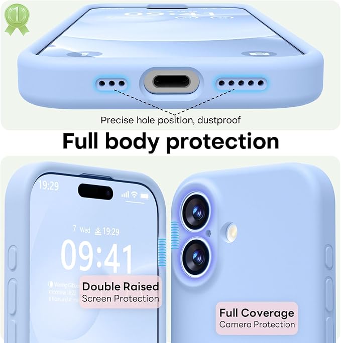 LOVE 3000 Designed for iPhone 17 Case, Premium Silicone [Compatible with Magsafe][Soft Anti-Scratch Microfiber Lining] Shockproof Protective Phone Case for Men Women 6.3", Light Blue