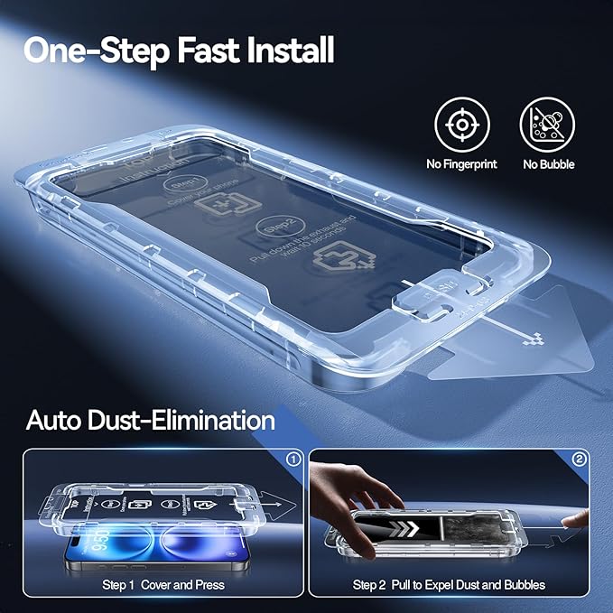 SMARTDEVIL 2PACK for iPhone 16 Plus Privacy Screen Protector Shatterproof Tempered Glass [True 28°Anti Spy] [9H Hardness] [Auto Dust-Elimination Install] [Bubble Free]