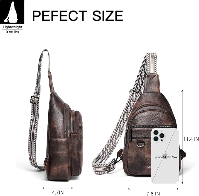 7L Sling Bag for Women Men Vegan Leather Crossbody Bags Fanny Pack Purse Backpack Over Shoulder Bag Travel Anti Theft