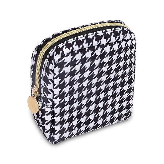 Mini Makeup Pouch for Purse， Small Cosmetic Bag Pouch Nylon Travel Toiletry Organizers for Women Girls, Cute Storage Zipper Pouch Coin Purse for School Work Camping(Mini-Houndstooth)