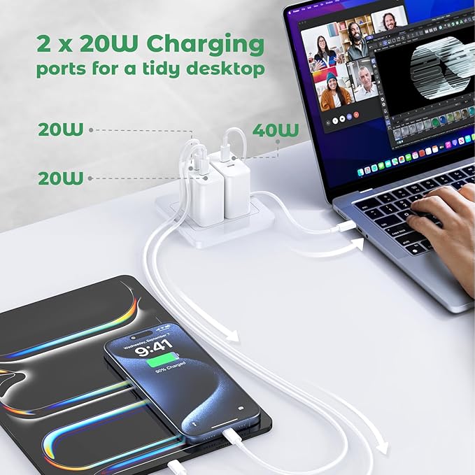 USB C Charger Block, 40W Dual Port Fast Charger 20W Type C Charging Block 3.1A USB Wall Charger Dual Port PD+QC Charging Cube for iPhone 15 16 14 13 12 11 Pro Max XS, iPad, Samsung Phone, Tablet