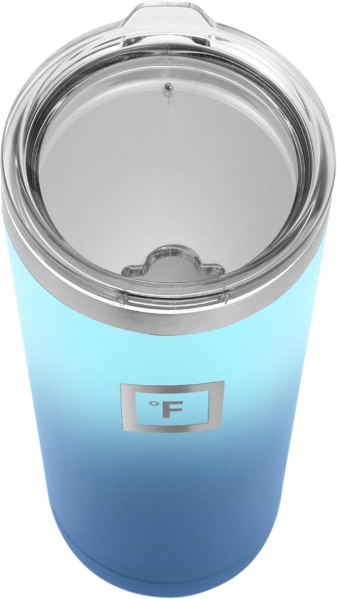 IRON °FLASK Classic Tumbler - Vacuum Insulated Stainless Steel Water Bottle, Double Walled, Drinking Cup, Insulated Travel Mug (Blue Waves, 32 oz Clear Lid)