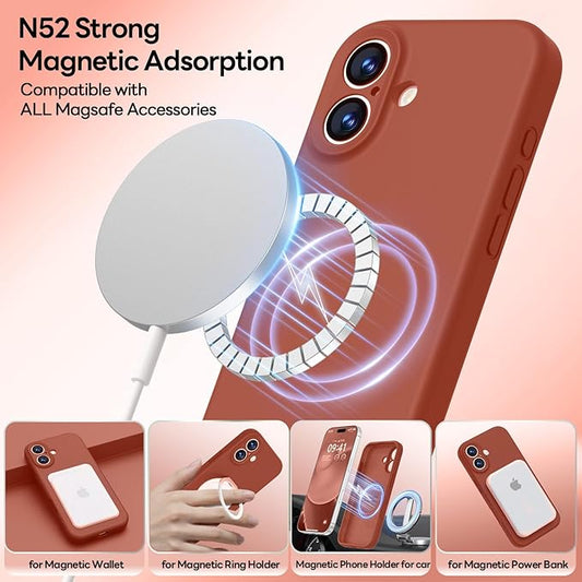 LOVE 3000 Designed for iPhone 17 Case, Premium Silicone [Compatible with Magsafe][Soft Anti-Scratch Microfiber Lining] Shockproof Protective Phone Case for Men Women 6.3", Caramel