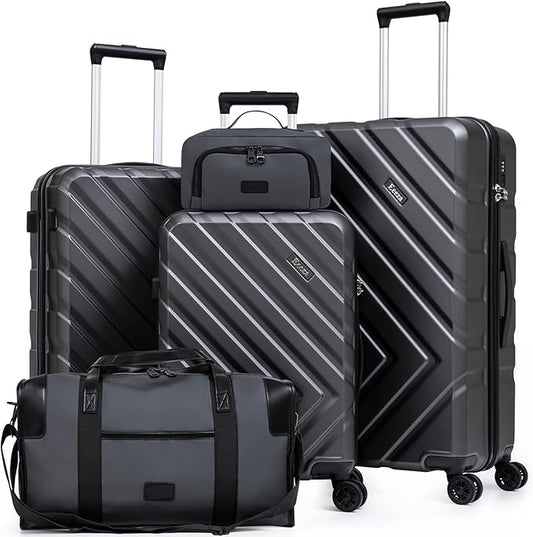 Luggage Sets 5 Piece, Suitcases with Wheels, ABS Hard Case Luggage with TSA Lock Spinner Wheels, Carry On Luggage Set(5 Piece Sets (20"/24"/28"/DB/TB))