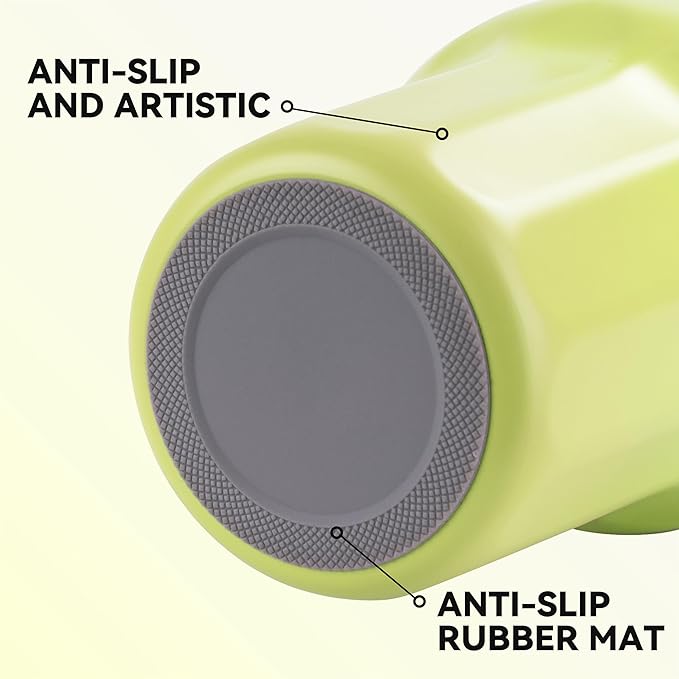 VEGOND 30 oz Insulated Stainless Steel Tumblers with lid and straw Bulk Pack Coffee Mug with Non-Slip Silicone Base, Sweat Proof Powder Coated Cup for Hot Cold Drinks, Green and Yellow 4Pack