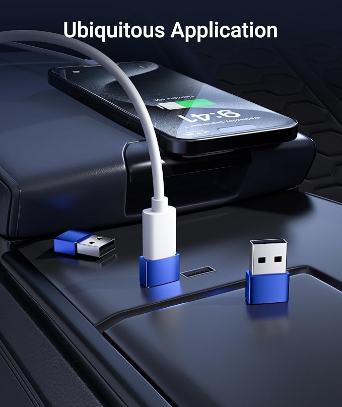 Syntech USB C Female to USB A Male Adapter 3 Pack, Type C Charger Cable Power Adapter Compatible with iPad Air 7, iPhone 17/16/15/14/13 Pro Max, Apple Watch Series 10/9/8, Samsung Galaxy S20 etc, Blue