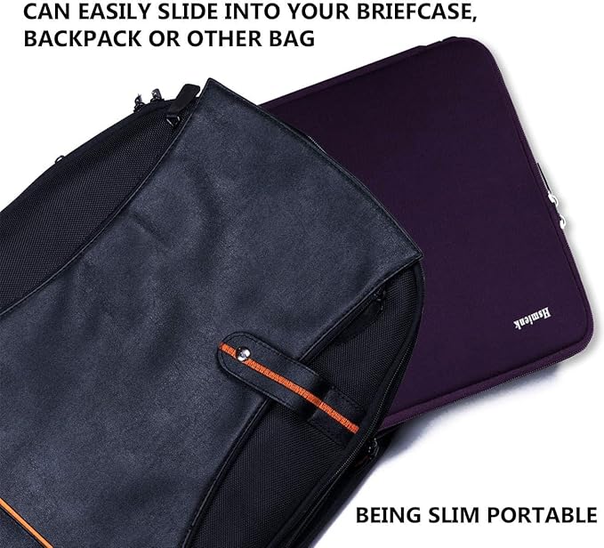 Laptop Sleeve Case 14 inch, Shockproof Protective Computer Cover Flip Case Briefcase Carrying Bag Compatible with 14" HP, Lenovo, Asus, Acer, Notebook, Chromebook Computer, Dark Purple