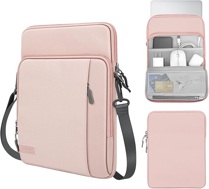 MoKo Laptop Sleeve Bag for 13.3-14 Inch, Notebook Carrying Case with Pocket Fits New MacBook Pro M3/M2 14" /13" M2/M1 Pro/M1 Max 14.2 2023-2021/Air 13.6" M2 2022, Surface Pro 9/8 13", Pink