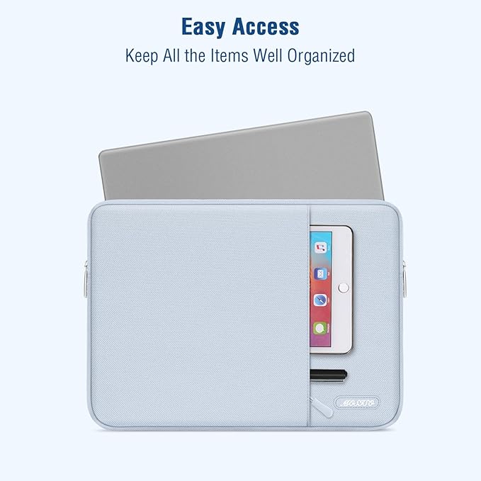 MOSISO Laptop Case 14 inch, 14 inch Laptop Sleeve Compatible with HP Lenovo Dell ASUS Acer, HP Stream, Dell Latitude, Lenovo IdeaPad, Polyester Vertical Computer Sleeve Bag with Pocket, Baby Blue