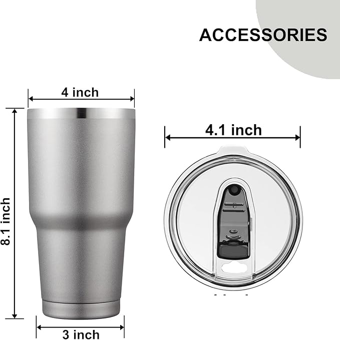 COMOOO 30oz Stainless Steel Tumbler with Lid Insulated Tumbler Coffee Cup Durable Double Wall Vacuum Travel Coffee Mug Thermal for Hot and Cold Drinks (Grey, 1 Pack)