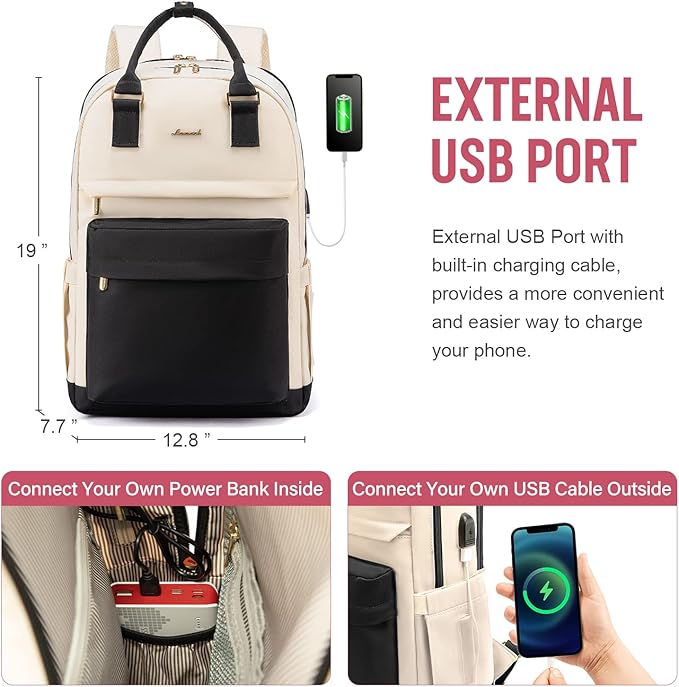 LOVEVOOK Laptop Backpack for Women Men, 17.3 Inch Laptop Bag with USB Port Fashion Waterproof Backpacks Teacher Nurse Stylish Travel Bags Vintage Daypacks Bookbag for College School Work