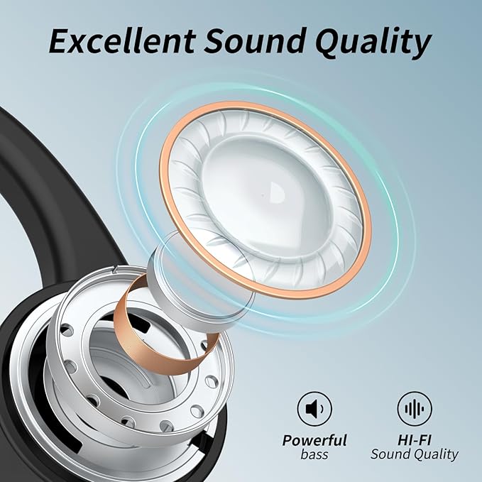 CXK Bone Conduction Headphones Bluetooth 5.4 Open Ear Headphones with Mic, Premium Loud Sound 10Hrs Playtime Bluetooth Headphones, IPX6 Waterproof Sports Headset for Running, Cycling, Walking