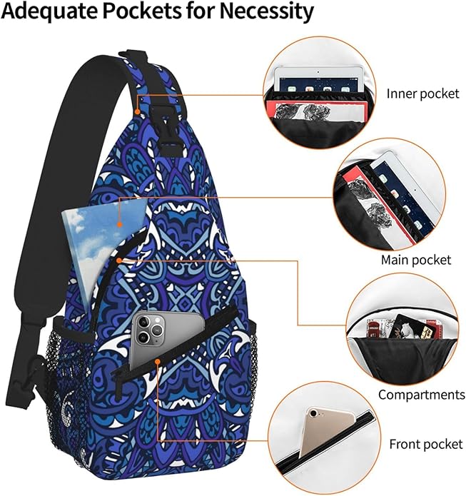 Cross Chest Bag Diagonally for Men Shoulder Bag for Travel Hiking Trendy Sling Bag with Adjustable Shoulder Strap