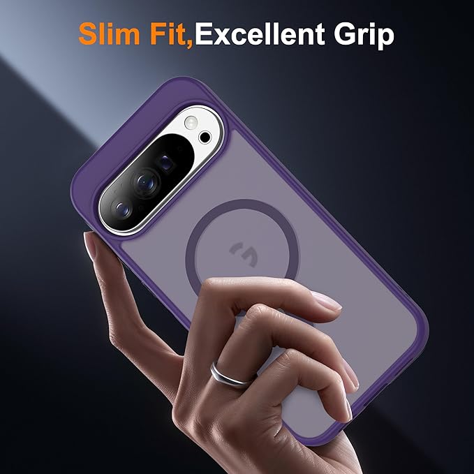 Compatible with Google Pixel 10 Case & Google Pixel 10 Pro Case with Magnetic [Compatible with Mag-Safe] Slim Translucent Matte Phone Cases with Anti-Fingerprint Tech, Purple