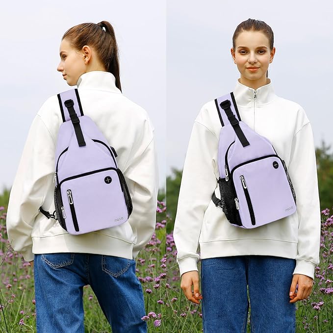 MOSISO Sling Backpack Bag, Crossbody Shoulder Bag Travel Hiking Daypack Chest Bag with Front Square Pocket&USB Charging Port
