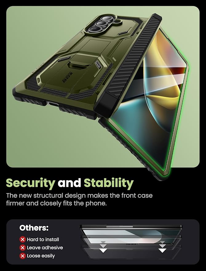 i-Blason Armorbox for Samsung Galaxy Z Fold 7 Case with Stand [Tempered Glass Screen Protector] [Hinge Protection] Full-Body Heavy Duty Rugged Shockproof Protective Case for Z Fold 7 (Green)