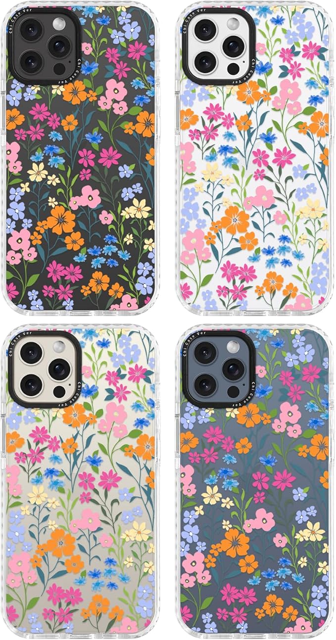 for iPhone 15 Pro Max Case, Vibrant Garden Floral Pattern, Military-Grade Drop Protection, Cute Soft Slim TPU Protective Cover with Camera Lens Protection for Women & Girls