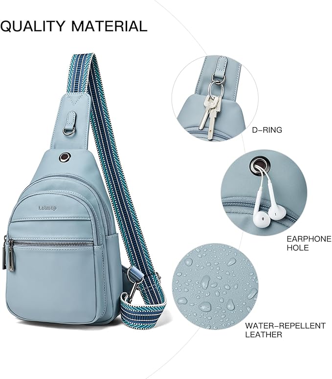 7L Sling Bag For Women Faux Leather Anti Theft Small Casual Daypack Backpack Fanny Pack Crossbody Chest Bags Purse Waterproof Light Blue