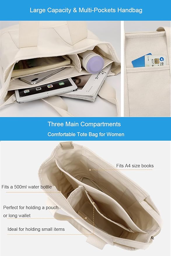 zhongningyifeng Canvas Women Tote Bag Casual Top Handle Satchel Large Capacity Handbags Shopping Bag for Work Travel