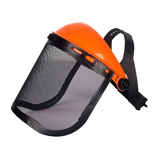 Safety Mask with Mesh Visor for Chainsaw Trimmer Pole Pruners, Protective Mask and Mesh Mask for Face Protection （Orang）