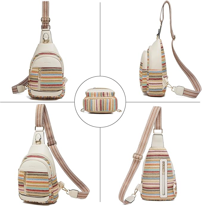 Womens Sling Bag Crossbody Bags for Women Vegan Leather Sling Backpack Daypack Fanny Pack Crossbody Purse Travel