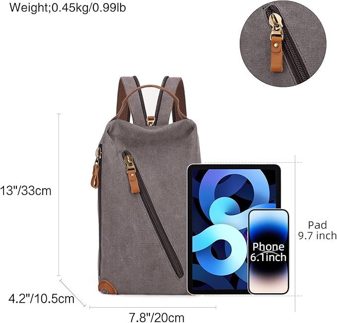 KL928 Canvas Sling Bag crossbody Bags Small Backpack Pack Travel Purse convertible purses for Women Men
